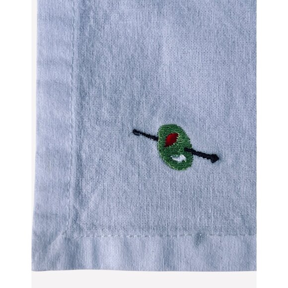 Crate and Barrel Tidbits Cocktail Napkins With Embroidered Olive Design Cotton P - Picture 2 of 6